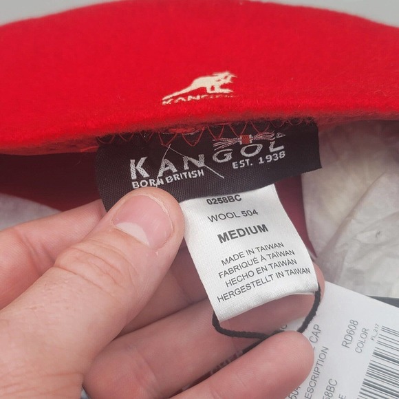 New Authentic Mens KANGOL 504 100% Wool 0258BC Cap Size M Medium Red NWT - Picture 14 of 15
